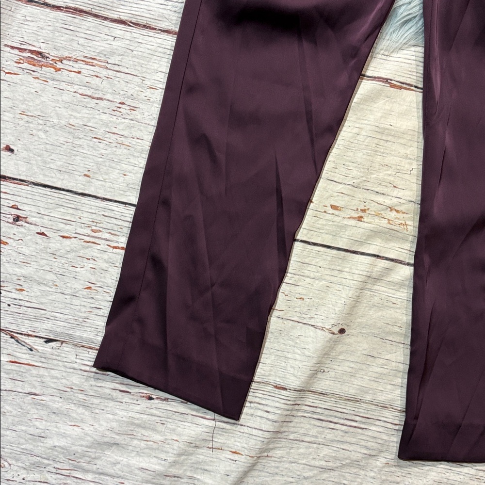 NWT Ieena for Mac Duggal Long Sleeve Ruched Plunging-Neck Jumpsuit Plum - Picture 7 of 10